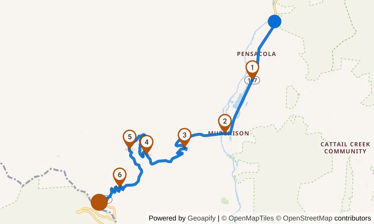 Map of leg 31: the route with mile markers, Exchange 30 to Exchange 31.