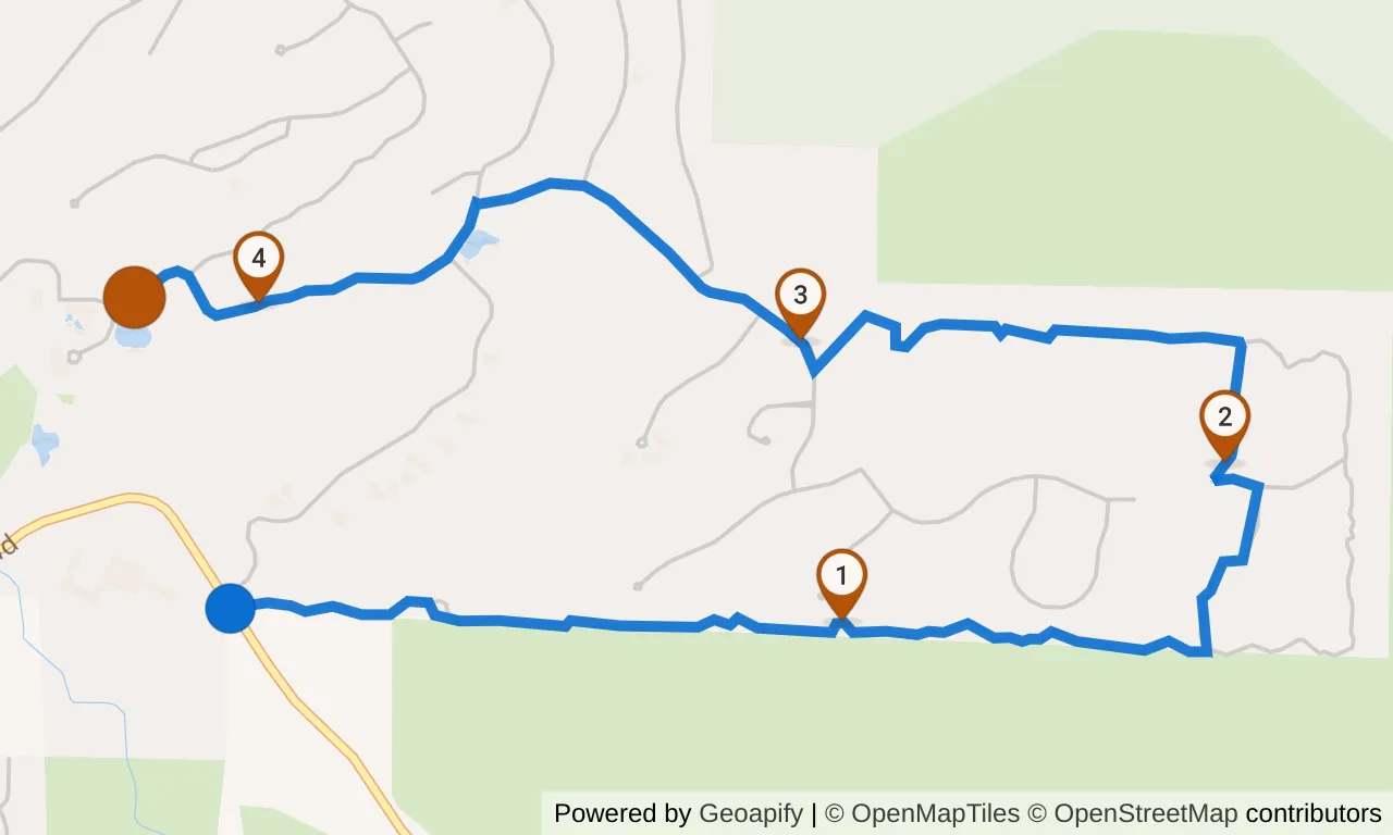 Map of leg 12: the route with mile markers, Exchange 11 to Finish.