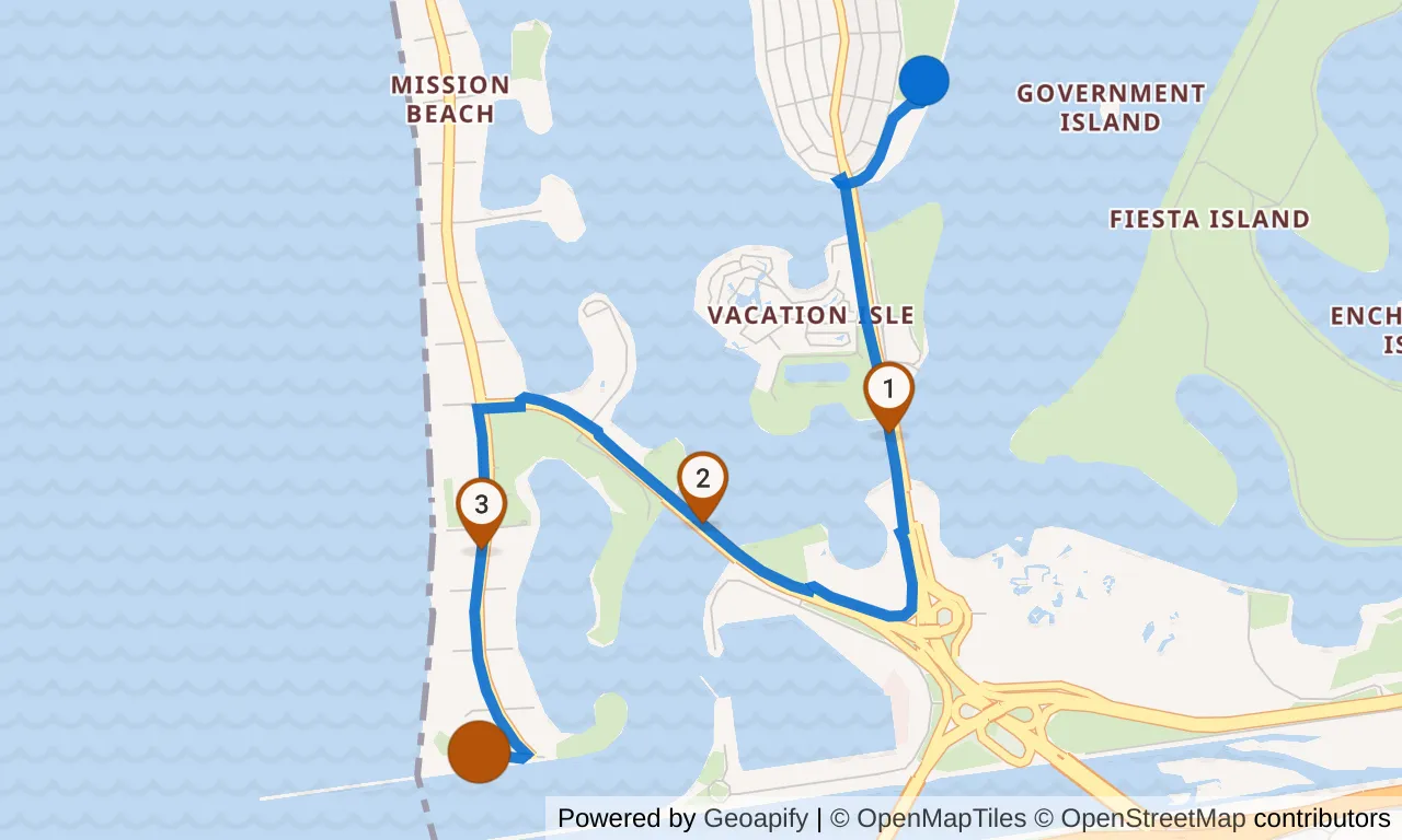 Map of leg 10: the route with mile markers, Exchange 9 to Exchange 10.