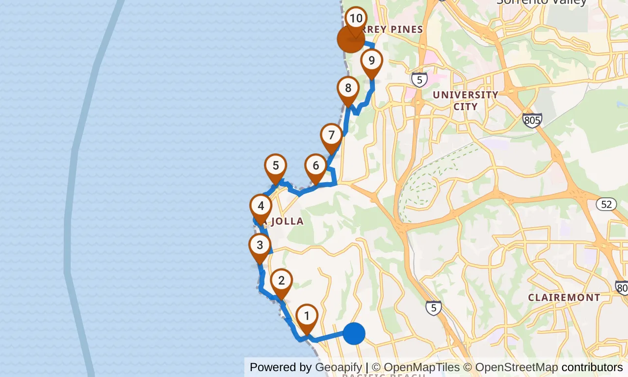 Map of leg 12: the route with mile markers, Exchange 11 to Exchange 12.