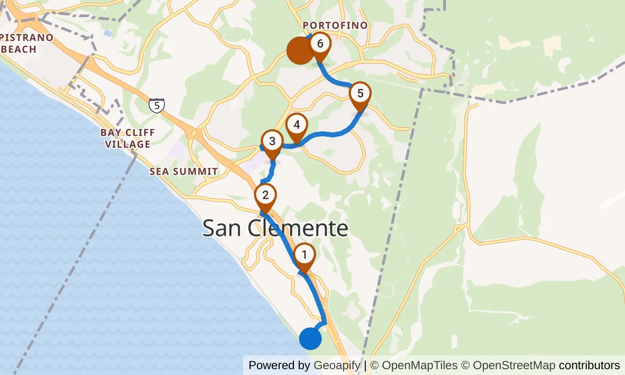 Map of leg 28: the route with mile markers, Exchange 27 to Exchange 28.