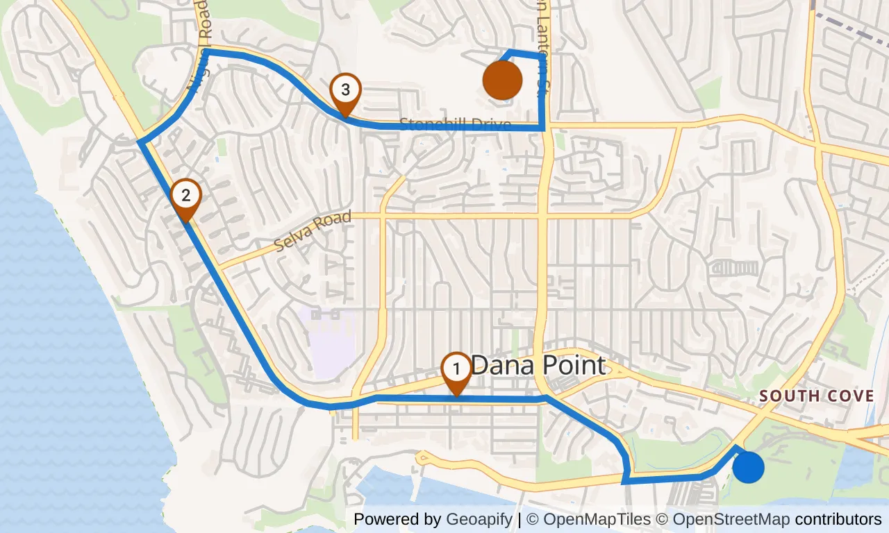 Map of leg 30: the route with mile markers, Exchange 29 to Exchange 30.