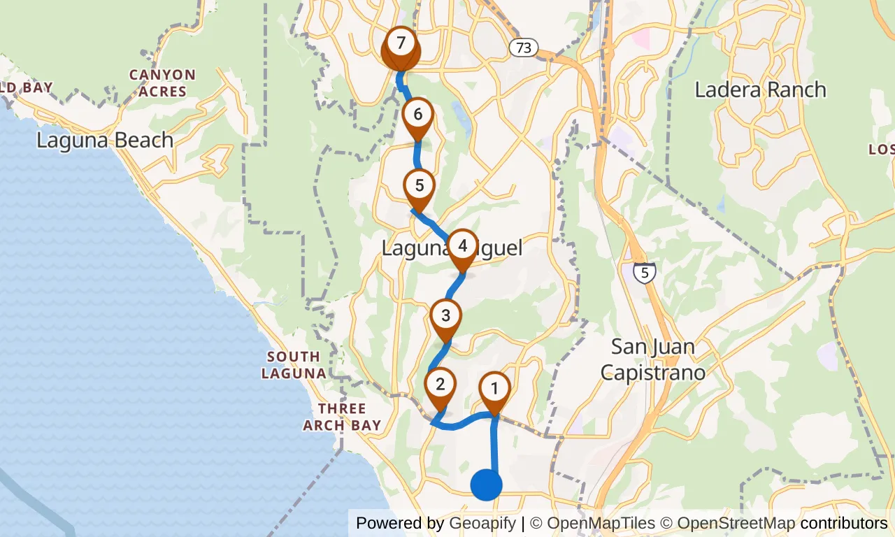 Map of leg 31: the route with mile markers, Exchange 30 to Exchange 31.