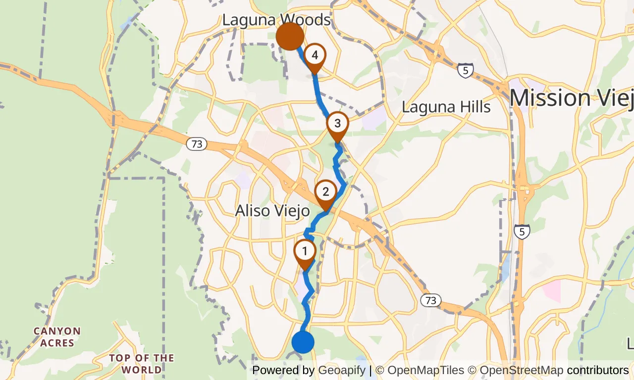 Map of leg 32: the route with mile markers, Exchange 31 to Exchange 32.