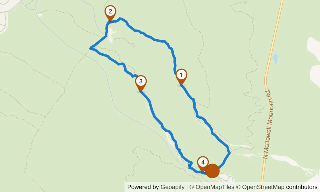 Map of the Green loop: the route with mile markers.