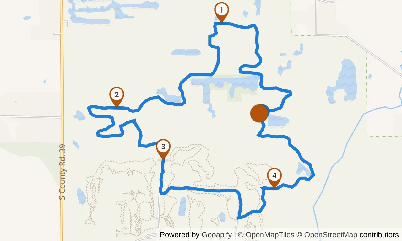 Map of the Green loop: the route with mile markers.