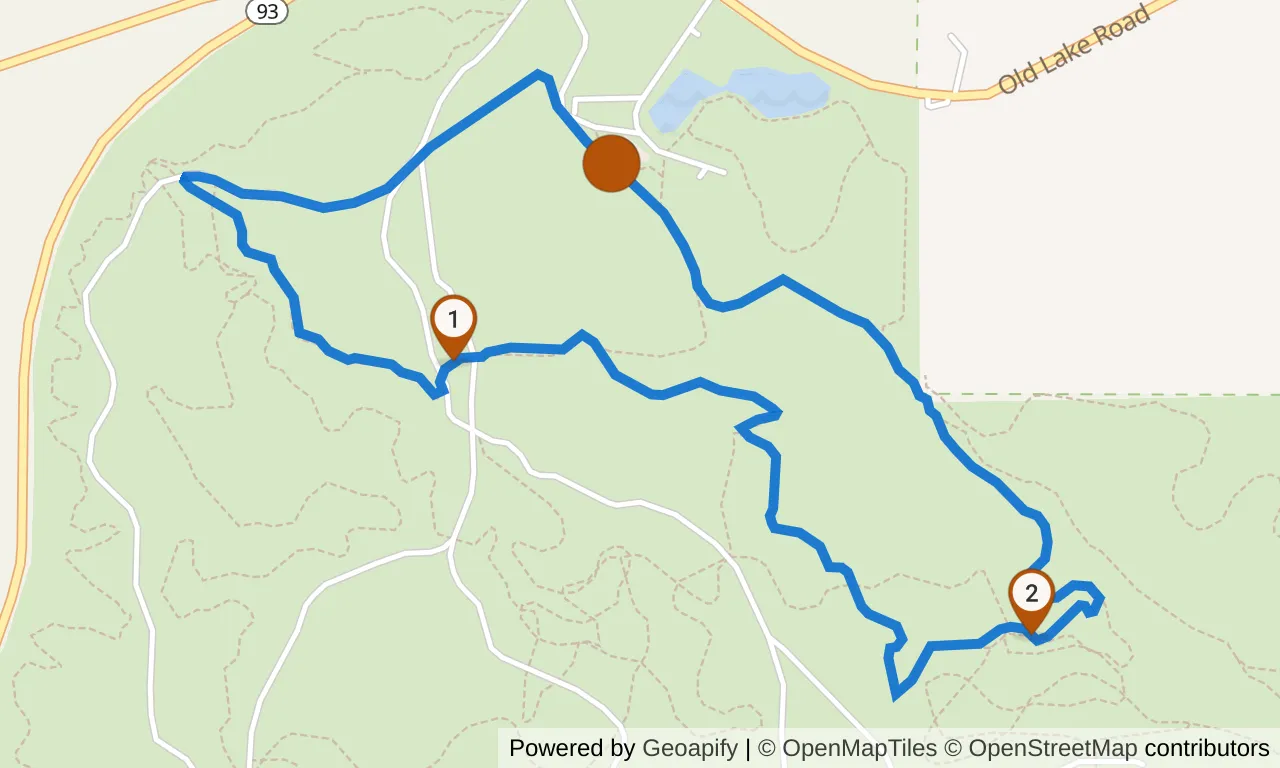 Map of the Green loop: the route with mile markers.