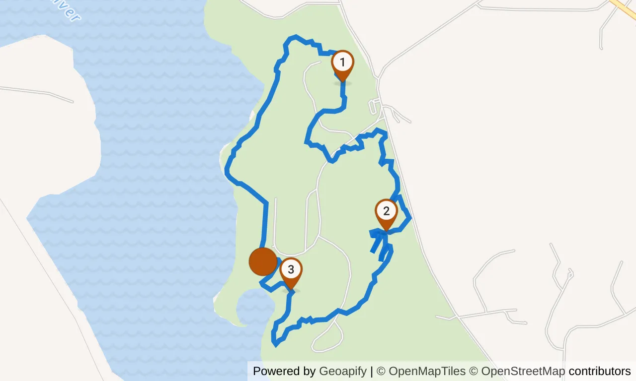 Map of the Green loop: the route with mile markers.