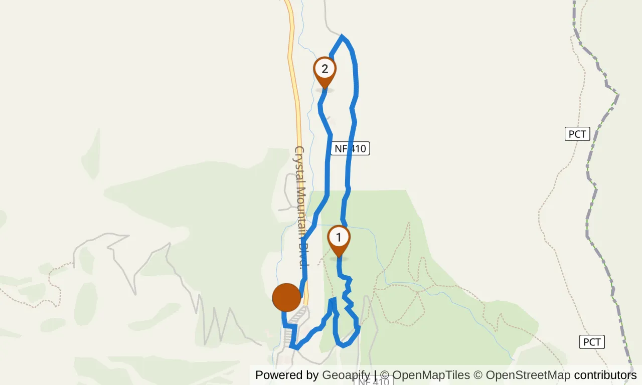 Map of the Green loop: the route with mile markers.