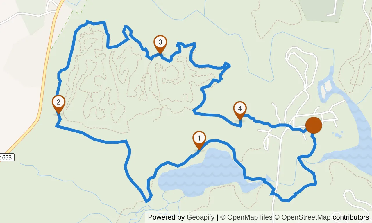 Map of the Green loop: the route with mile markers.