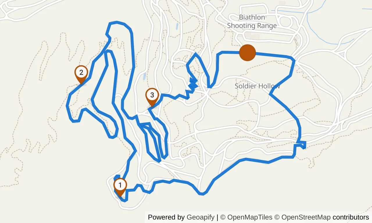 Map of the Green loop: the route with mile markers.