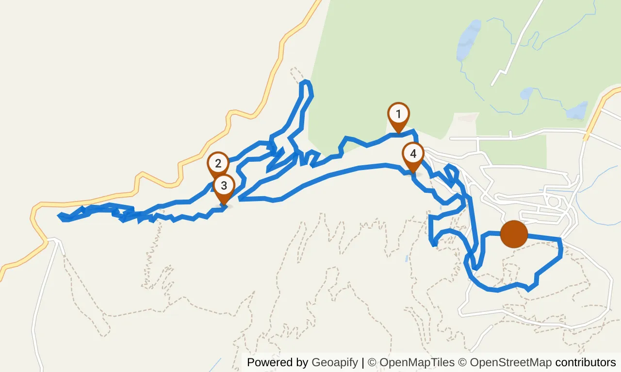 Map of the Yellow loop: the route with mile markers.