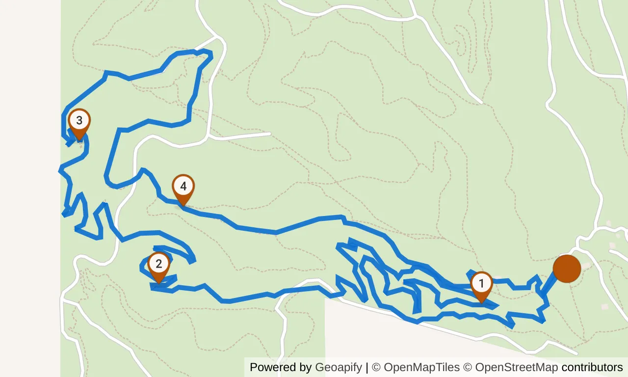 Map of the Yellow loop: the route with mile markers.
