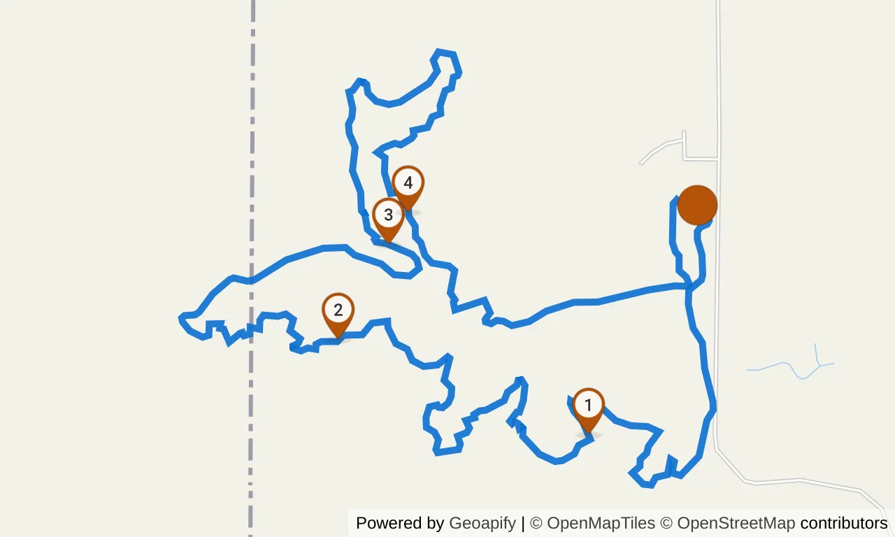 Map of the Yellow loop: the route with mile markers.