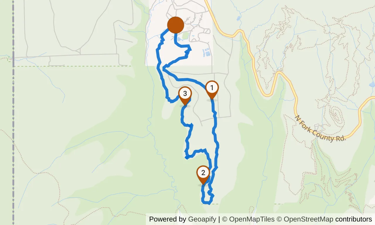 Map of the Green loop: the route with mile markers.
