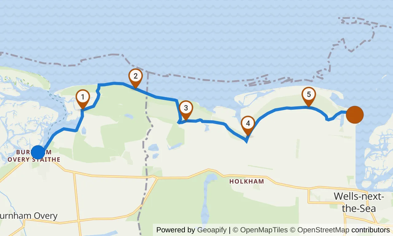 Map of leg 3: the route with mile markers, Exchange 2 to Exchange 3.
