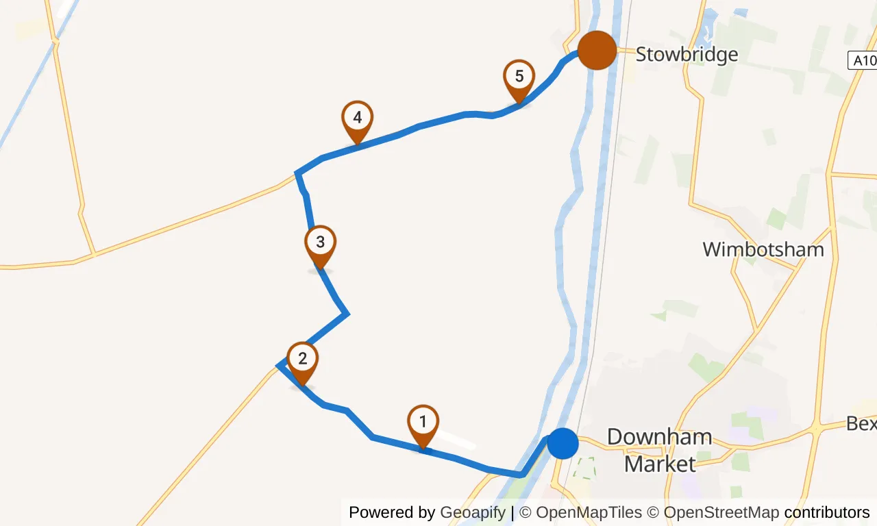 Map of leg 16: the route with mile markers, Exchange 15 to Exchange 16.