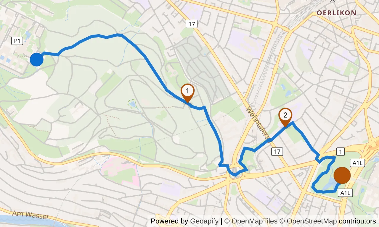 Map of leg 7: the route with mile markers, Exchange 6 to Exchange 7.