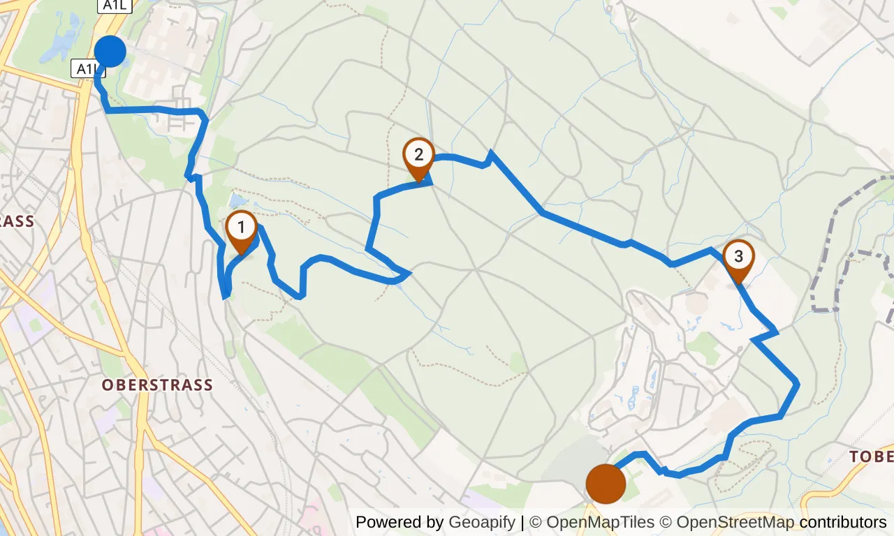 Map of leg 8: the route with mile markers, Exchange 7 to Exchange 8.