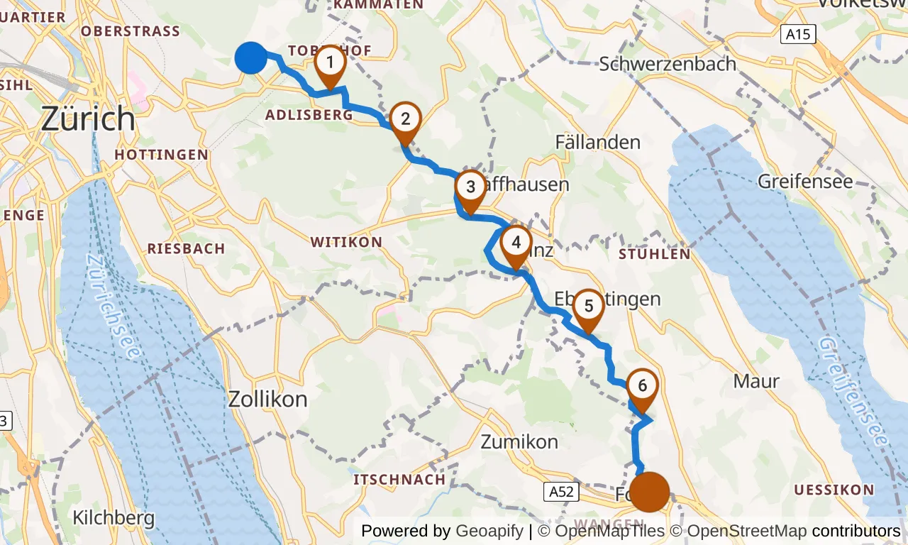 Map of leg 9: the route with mile markers, Exchange 8 to Exchange 9.